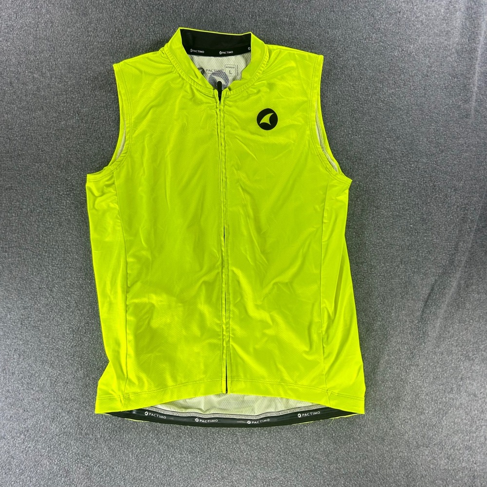 Pactimo Gorpcore Cycling Vest Large High Vis Sporty Performance Neon Yellow